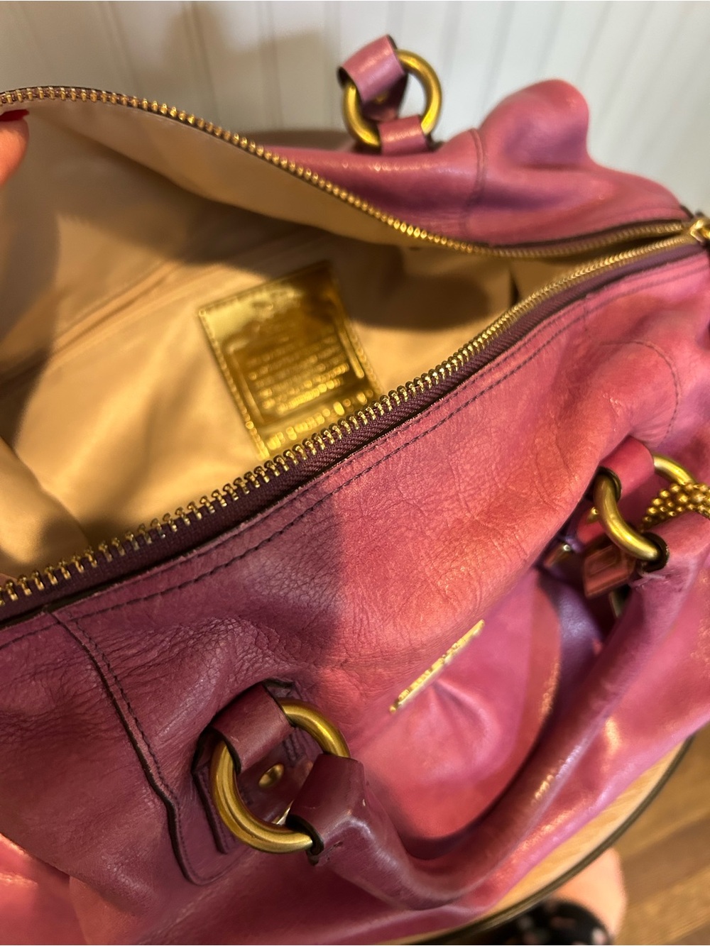 Vintage COACH Purple Leather Satchel with Brass Hardware - Picture 3 of 4